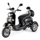 Veleco ® ZT 63 Retro 3-Wheel Mobility Scooter with High Capacity Battery (45-60 Km), Full Suspension, Led Lighting and Extra Mobility Scooter Rain Cover