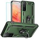 for Galaxy S21 Case: Samsung Galaxy S21 Case with HD Screen Protector - Military Grade Protective Cases with Ring for Samsung S21(Army Green)