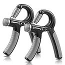 NIYIKOW 2 Pack Hand Grip Strengthener, Grip Strength Trainer, Adjustable Resistance 22-132Lbs (10-60kg), Non-Slip Gripper, Perfect for Musicians Athletes and Hand Injury Recovery - Grey