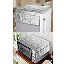 E-Retailer® Exclusive 2-Layered Rexine Combo Set of Appliances Cover (1 Pc. of Fridge Top Cover, 1 Pc. of Microwave Oven Top Cover) (Color-Gray, Design-Floral, Set Contains-2-Pcs.)
