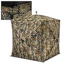 TIDEWE Hunting Blind 270°See Through with Silent Magnetic Door & Sliding Windows, 2-3 Person Pop Up Ground Blind with Carrying Bag, Portable Durable Hunting Tent for Deer & Turkey Hunting(Camouflage)