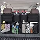 JSTBUY LABEL Backseat Car Trunk Organizer Super Capacity Car Hanging Trunk Organizer with 8 Large Storage Bag, Car Trunk Tidy Storage Bag with Lids, Space Saving Expert, Black (Brown, Polyester)