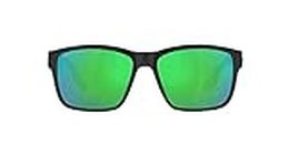 Costa Del Mar Men's Paunch Square Sunglasses, Black/Polarized Green Mirrored 580p, 57 mm