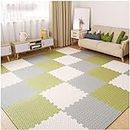 SIGNATRON Puzzle Flooring || Kids Interlocking Play mat || Baby Play Mat || Play mats for Kids || 12 MM Thick (12 Tiles - 48 Square Feet, Green - Grey - White)