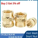 1/4 2-56 4-40 6-32 8-32 10-32 Inch Size Hot Melt Insert Nut Brass Threaded Heating Nuts Inserts PC