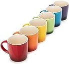 Dawsons Living Multi-Coloured Stoneware Mugs Set - Wide Tea Coffee and Hot Chocolate Cups - Set of 6-11 oz / 312ml
