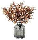 JAKY-Global Babys Breath Silk Artificial Flowers 6 Bundle Fake Plants Fall Stems Decorations for Home Decor Bouquets DIY Garden (Dark Brown White 6pcs)
