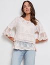 KATIES - Womens Tops - Pink - Embroidered Lace Top - Blouse - Women's Clothing