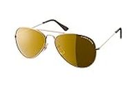 Eagle Eyes CLASSIC AVIATOR Sunglasses - Stainless Steel Frame (Gold, 57mm) , Polarized Lenses
