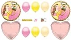 Disney Princess Belle Balloon Bundle - Beauty and the Beast Party Supplies With Bonus Printed Ribbon