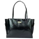 Horse and Hash Croco Pattern Tote Bags For Womens and Girls Shoulder Bag Extra Spacious (Black)
