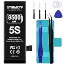 XYIRMCYF 8500mAh Super Capacity Battery Compatible with iPhone 5S/5C, 0 Cycle Li-Polymer Replacement Battery for iPhone 5S/5C, with Professional Repair Tool Kit