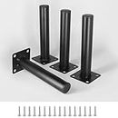 Masendelk Black Furniture Legs 6 Inch / 150mm, 4pcs Modern Sofa Legs Round Cabinet Legs, Heavy Duty Metal Legs with Mounting Screw for DIY Couch TV Cabinet Dresser Desk Risers
