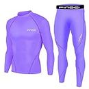 1Bests Hommes 2 Pièces Camouflage Fitness Sportswear Running Training Collants Speed Drying Coat Set (New Purple, S)