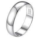 FindChic 925 Sterling Silver Rings for Women 5mm Wedding Band Simple Rings Size 10