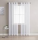Linen Source 2-Piece 54-Inch-by-84-Inch Grommet Sheer Panel Curtains, White by Linen Source