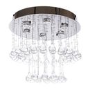 House of Hampton® Luxury Clear Crystal Glass Round Chandeliers LED Bed Room Hanging Pendant Light | 7 H x 22 W x 22 D in | Wayfair