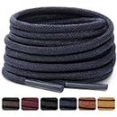 Stepace Round Waxed Shoe Laces [2 Pairs] 1/8" Shoelaces for Boots and Oxford, Dress Shoes Navy Blue 76
