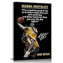 Kobe Bryant Inspirational Poster Canvas Wall Art • Mamba Mentality Quote Canvas Wall Art • Basketball Player Sports Home Decor • Motivational Artwork For Home,Office,Gym Wall Decor Framed Ready to Hang
