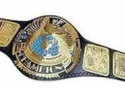 BIG EAGLE Block Logo Championship Wrestling Belt Real Leather Adult Size Belt (2MM BRASS),Multi & Black