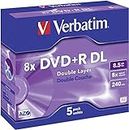 Verbatim Jewel Case - Pack de 5 DVD+R (8.5 GB, 8X) Color Plata