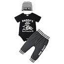 HSD Summer Baby Boy 0 24m Printing Suit Hat T Shirt Trousers Summer Clothing Suit Letter Printing Infant Boy (Black, 0-3 Months)