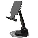 WeCool T1 Rotatable and Foldable Tabletop Mobile Stand with Stable Metalic Round Base,Multiple adjustments of Height and Angle Phone Stand,Mobile Holder for Smartphones,Tablets,Kindles and for iPad
