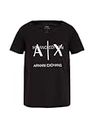 A | X ARMANI EXCHANGE Women's Milano Edition Cotton Crewneck T-Shirt, Black, X-Large