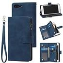 RANYOK Wallet Case Compatible with iPhone 7 Plus/ 8 Plus, Premium PU Leather Zipper Folio RFID Blocking Wallet with Wrist Strap Kickstand Protective Phone Case for 7 Plus / 8 Plus -Blue