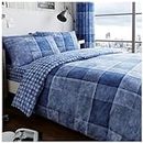 GC GAVENO CAVAILIA Checked Duvet Cover Double (200cm x 200cm) - Quilt Bedding Set Double Bed with 2 Pillow Cases - Blue