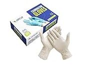 OTICA Latex Hand Gloves | 100 pcs | Medical Grade 4g | White | Food Grade | CE Approved | Non Sterile | Medical Examination | All-Purpose | Powdered | Cleaning |Examination Gloves pack of 100 (Small)