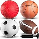 Bedwina Sports Balls for Kids and Toddlers - (Pack of 4) 5-Inch Sports Ball Toy Set Includes Football, Soccer Ball, Basketball and Playground, for Fun Indoor & Outdoors, (Hand Pump Included)