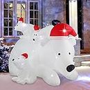 ShinyDec 6FT Christmas Inflatable Polar Bear and Cubs Christmas Decoration, Fun Santa Hats & Internal LED Lights, New Holiday Yard Inflatable as A Gift