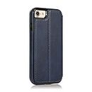 Techstudio Leather Magnetic Closure Wallet Flip Cover with Card Slot for iPhone 7 iPhone 8 (Blue)