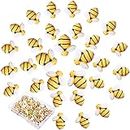 MIKIMIQI 30 Pcs Tiny Resin Bees Decor Bumble Bee Embellishment Resin Bees Craft Decorations with Storage Box for DIY Craft Wreath Scrapbooking Party Home Decor, 0.98 Inch, 0.74 Inch
