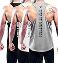Boyzn 3 Pack Tank Tops for Men, Workout Quick Dry Mesh Sleeveless T Shirt, Y-Back Sports Muscle Tank Athletic Gym Tank Top Black/White/Gray-XL