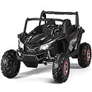 COSTWAY Large Kids Electric Ride On UTV, 2-Seater 12V Battery Powered Off-road Truck with Remote Control, LED Light, Music, MP3/USB/TF, Storage Box, 4 Spring Suspension Wheels Vehicle for Children