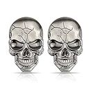 3D Metal Skull Car Stickers, Metal Car Sticker Skull Car 3D Stickers Motorbike Stickers Emblem Badge Sticker Styling Decals for Car Motorcycle(2pcs) (Silver)