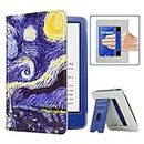 RSAquar New Kindle Paperwhite Case for 11th Generation eReader, 6.8” 2021 Edition, Premium PU Leather Cover with Auto Sleep Wake, Hand Strap, Card Slot, and Foldable Stand, Starry Night