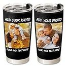 Baosity Personalized Coffee Tumbler With Picture Text Name Logo, Custom Photo 20oz Stainless Steel Tumbler With Lid And Vacuum Insulated, Personalized Coffee Travel Mug - Personalized Christmas Gifts