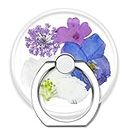 TACOMEGE Purple Flower Clear Phone Grip, Round Cell Phone Ring Holder Stand for Women Girls, Compatible with Smartphone, Tablet, E-Reader (PU FL)