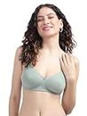 Emberge Women's Lightly Padded Wire Free Super Combed Full Coverage Everyday T-Shirt Bra with Adjustable & Detechable Straps (B, Mint Green, 30)