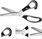 ikis Pinking Shears for Fabric, Stainless Steel Handled Professional Dressmaking Sewing Scissors Zig Zag Fabric Craft Scissors Scissors- Set of 1, Black