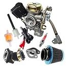 GY6 50CC 49CC Carburetor with Electric Choke for 4 Stroke Scooter Moped 139QMA 139QMB Taotao Engine PD18J Carb with Intake Manifold Air Filter kit
