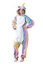 Adult Unicorn Onesie Animal Pajamas Helloween Costume, Rainbow Unicorn, Small