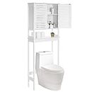 SONGMICS Over-The-Toilet Storage, Bathroom Cabinet with Adjustable Inside Shelf, Space-Saving Toilet Rack, White UBTS010W01