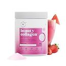 Wellbeing Nutrition Beauty Collagen with Hyaluronic Acid | Collagen Supplements for Women & Men | Collagen Powder with Biotin and Vitamins for Skin Radiance & Anti-Aging | 250g-Strawberry Watermelon