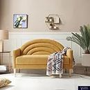 The Cozy Couch - Rainbow Love seat Two Seater Sofa Couch. Upholstery Velvet, Color- Yellow