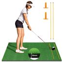 Golf Abschlagmatte Golf Trainingsmatte mit 2 Ausrichtungsstäben & 2 Golf Tees