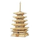 Rolife Architecure Building Set 3D Puzzle Pagoda Cinque Storied, Kit modello per adulti da costruire, Zen Home Desk DecorationGift per uomini bambini